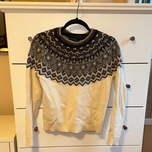 Ann Taylor Black and Cream Geometric Sweater